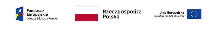 Logo Fundusze Europejskie Wiedza Edukacja Rozwój, Rzeczpospolita Polska, Unia Europejska Europejski Fundusz Społeczny