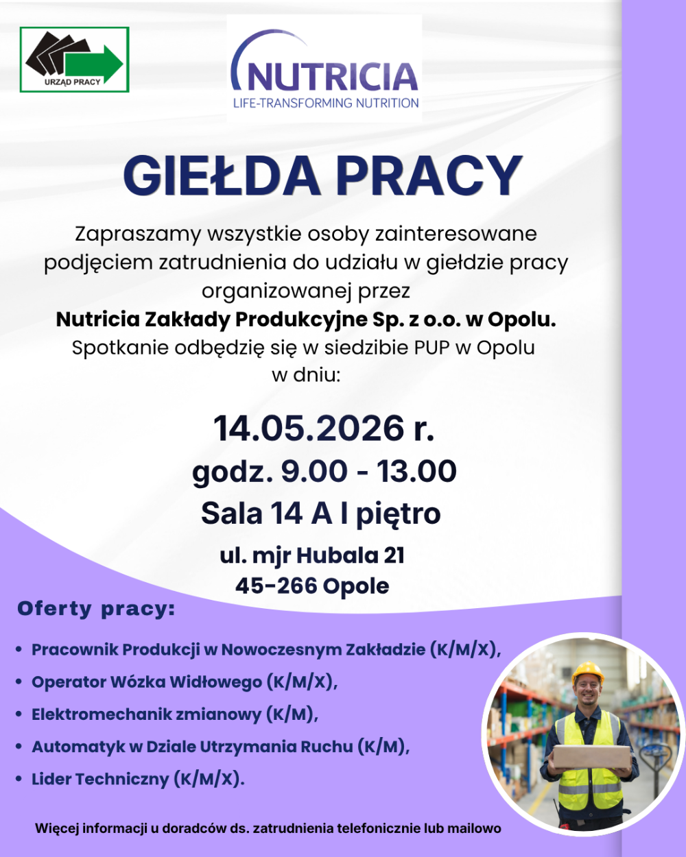 Obrazek dla: Giełda Pracy NUTRICIA Zakłady Produkcyjne Sp. z o.o. w Opolu
